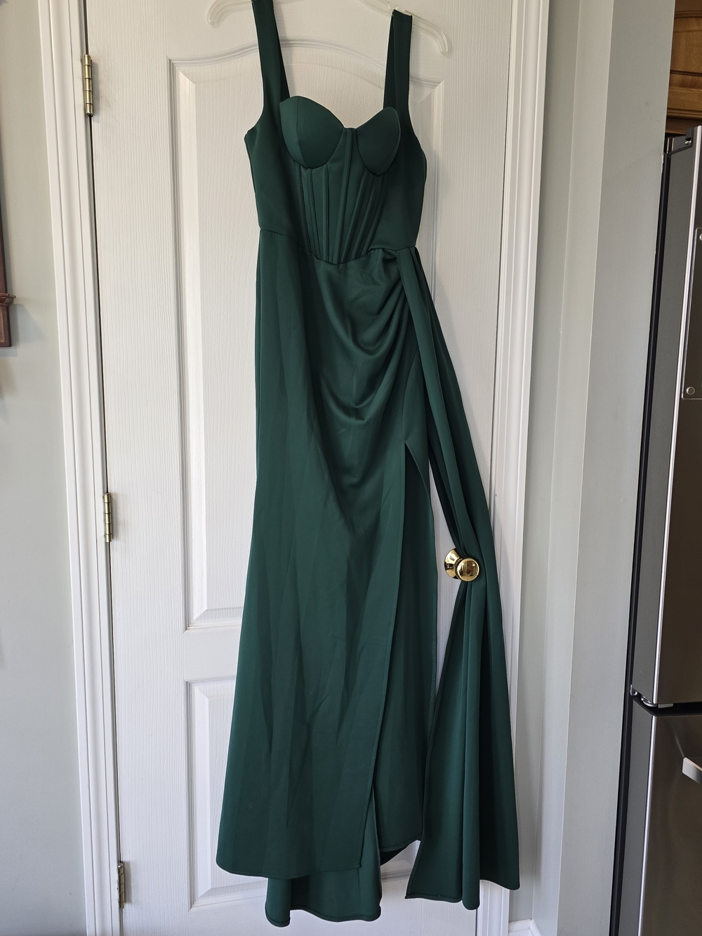 Emerald Green Draped Evening Gown